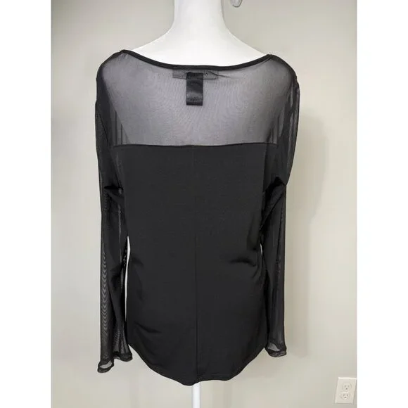 Vintage Black Sheer Corset Lace Long Sleeve Top Fairy Grunge Whimsigoth Sexy L - Picture 7 of 10